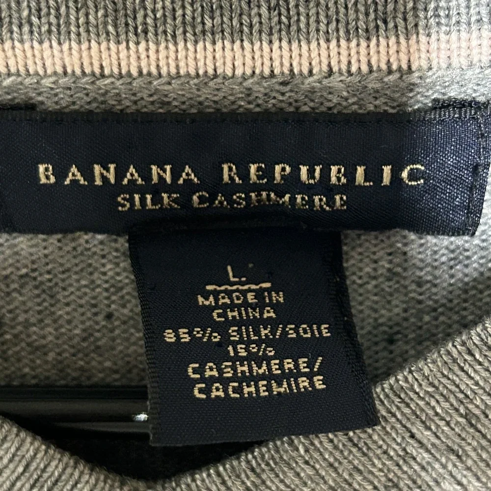 Banana Republic Silk Cotton Cashmere Sweater Mens Large Pink Argyle Preppy